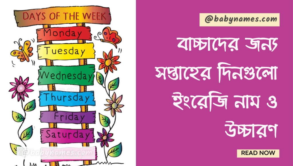 বাচ্চাদের জন্য সপ্তাহের দিনগুলো ইংরেজি নাম উচ্চারণ সহ